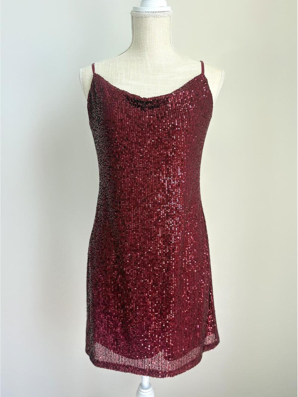Wine Sequin Dress